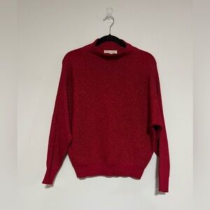 Philosophy Red Metallic Ribbed Mock Neck Sweater Size XS Party Event Holiday